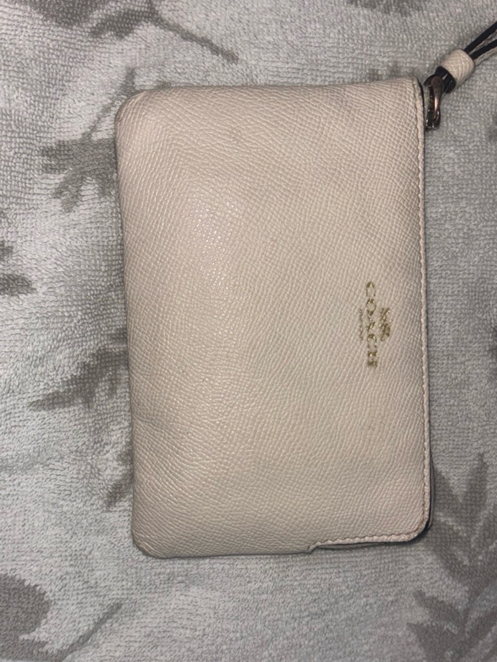 Coach Small Pebble Leather Wristlet in Light Tan